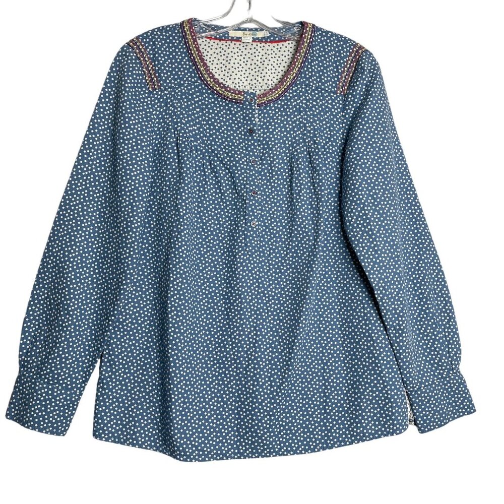 Boden Blue Polka Dot Blouse